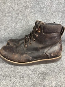 UGG Boots Herren Größe 11 Leder Wasserdicht Schnürschuhe Lammfell Gefüttert Winterschuhe - Bild 1 von 9