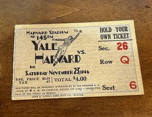 Harvard vs Yale Ticket Stub Football Game November 1946 - Picture 1 of 2