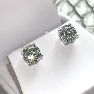 1 Ct Round Cut Certified VS1 Lab Grown Diamond 14k White Gold Studs Earrings - Picture 1 of 6