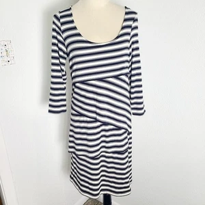 Achtung gestreiftes schwarz, weiß & graues Kleid mit Lagenlook, Größe M - Bild 1 von 9