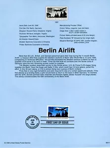 1998 USPS Souvenir Page 32¢ BERLIN AIRLIFT #9814 w/Watermark Archival - Picture 1 of 1
