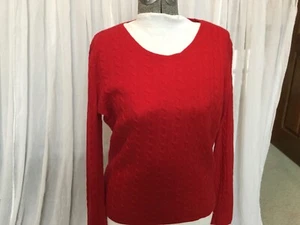 Madison Studio 100% cashmere long sleeve crew neck red Size M sweater - Picture 1 of 6