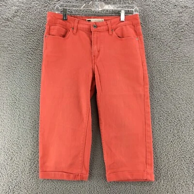 Corto Levis Pedal Skimmer para mujer 8 Coral tiro medio cremallera botón mosca 5 bolsillos puños Foto 1 de 4