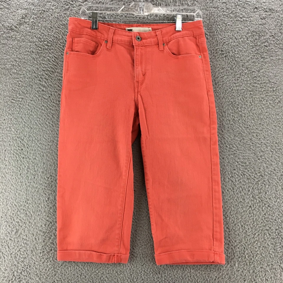 Corto Levis Pedal Skimmer para mujer 8 Coral tiro medio cremallera botón mosca 5 bolsillos puños Foto 1 de 4