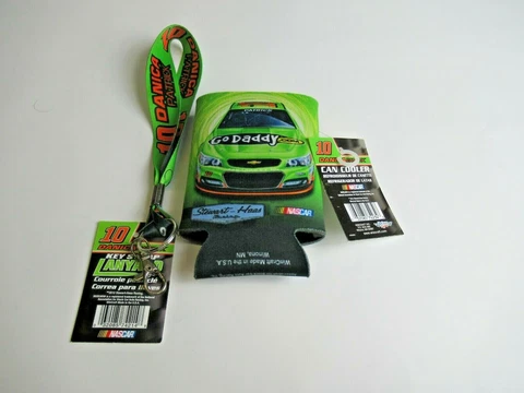 NASCAR Danica Patrick #10 Godaddy Stewart-Hass Racing Can Koozie & Lanyard Cover