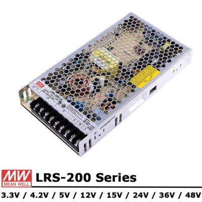 Mean Well LRS-200 Series Switching Power Supply 200W 4.2V 5V 12V 15V 24V 36V 48V - Image 1 of 4