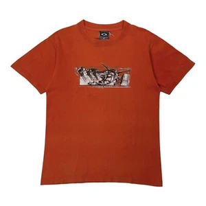 Vintage Oakley Factory Pilot T-Shirt Y2K 90s Icon Orange Graphic Tee Size Small - Picture 1 of 6