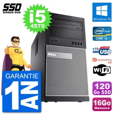PC Tour Dell OptiPlex 9020 Intel Core i5-4570 RAM 16Go SSD 120Go Windows 10 Wifi - Bild 1 von 3