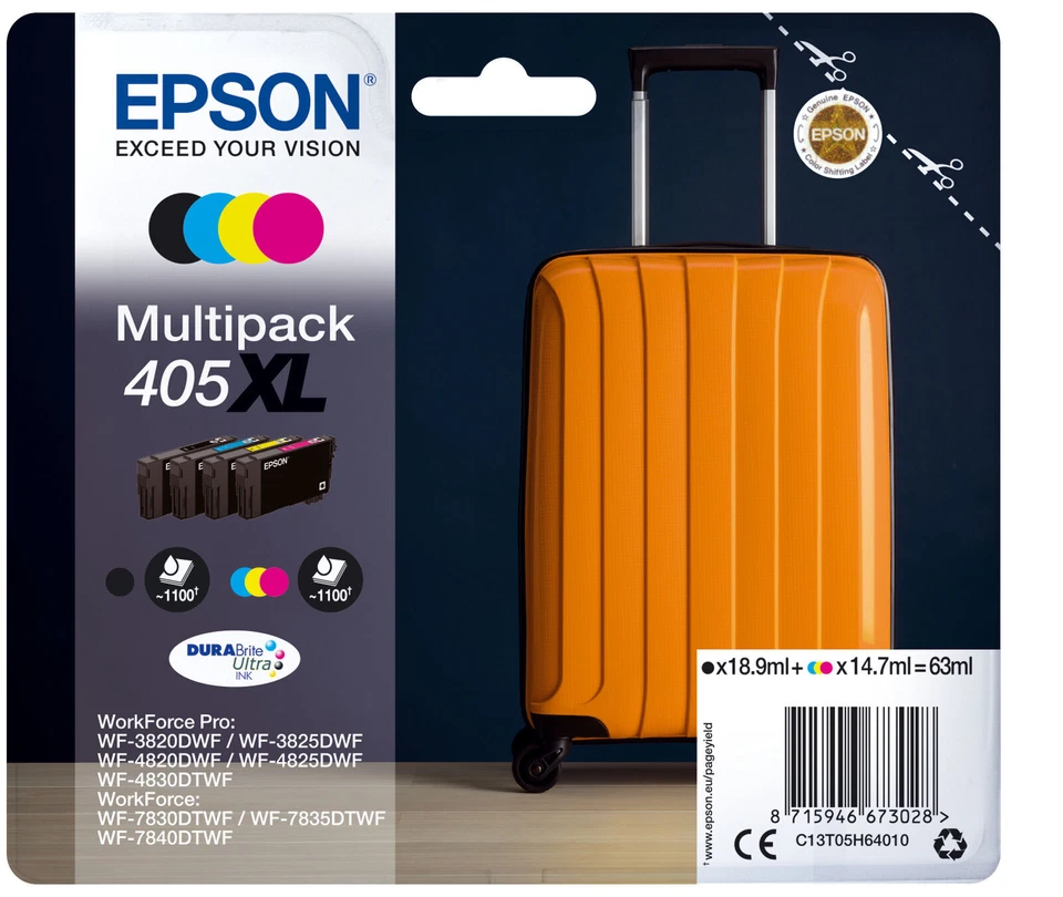 Epson Multipack 405XL Tinte - Cyan, Gelb, Magenta, Schwarz