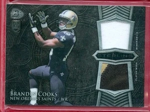 2014 BOWMAN STERLING (FB) Brandin Cooks SP JERSEY/2-CLR PATCH RC CARD #BSRDR-BC - Picture 1 of 2