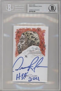 RARA TARJETA DE BOCETO DE ARTE ORIGINAL FIRMADA AUTOMÁTICA DENNIS RODMAN THE WORM BULLS 1/1 BAJO - Imagen 1 de 2
