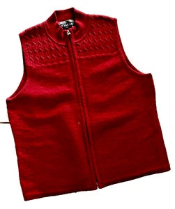 Nouveaux Red Sweater Vest sz L 100% Wool Sleeveless Full Zip made in Australia - Picture 1 of 4
