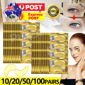 Gold Eye Pad Patch Crystal Collagen Under Eye Gel Mask Anti Wrinkle Dark Circle - Picture 1 of 13