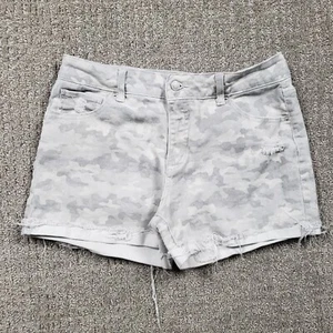 Time and Tru Shorts size 12 Gray Camo Cut off Jean Denim Grunge Skater 32x3 - Picture 1 of 7