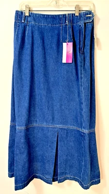 Vintage 90s Liz Claiborne Denim Maxi Skirt 14 - NWT - Pleated Cotton Retro - Image 1 of 4