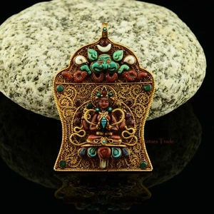Ritual Budista Tibetano Sagrado Ghau Caja de Oración Colgante de Plata de Patan, Nepal - Imagen 1 de 4