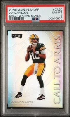2020 Panini Playoff Jordan Love RC Call to Arms Silver Prizm #CA20 PSA 8 NM-MT - Image 1 of 2