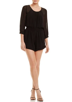  Twelfth Street Cynthia Vincent Black Beaded Shoulder Chiffon Romper Sz S, M NWT - Image 1 of 4