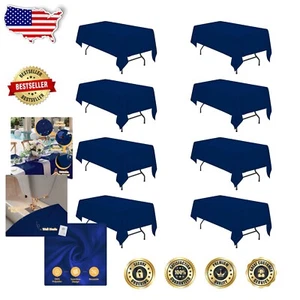 8 Navy Blue Table Covers for 6ft Rectangle Tables - Stain Resistant & Stylish - Picture 1 of 9