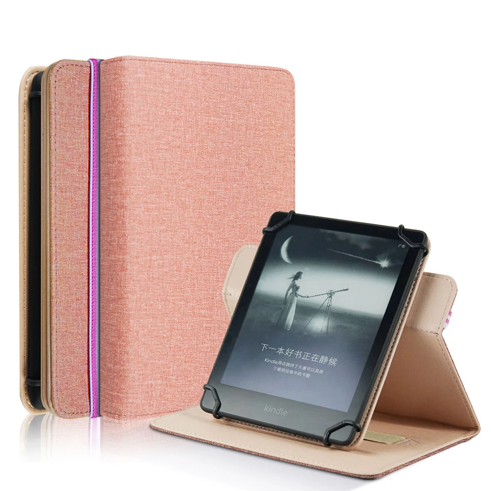 Folio Handy Canvas Leather Stand Flexible Holder Case Cover Universal For Ebook - Image 1 of 4