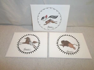 Lot Jeannie Pelletreau Handmade Native American Art Note Card Buffalo Horse Hare - Picture 1 of 10