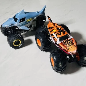 Monster Jam - Lot of 2 - 8" Megalodon and Tiger Shark Monster Trucks - Picture 1 of 8