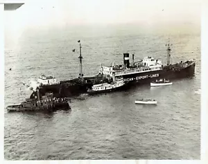 1934 Pressefoto Schlepper hilft amerikanischen Exportlinien SS Exilona New York Hafen - Bild 1 von 2