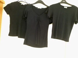 LADIES BLACK T SHIRTS SIZE 12 X 3 - Picture 1 of 12