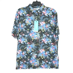 Roundtree Yorke Caribbean Short-Sleeve L Black Red Blue Green White Floral NWT - Picture 1 of 11