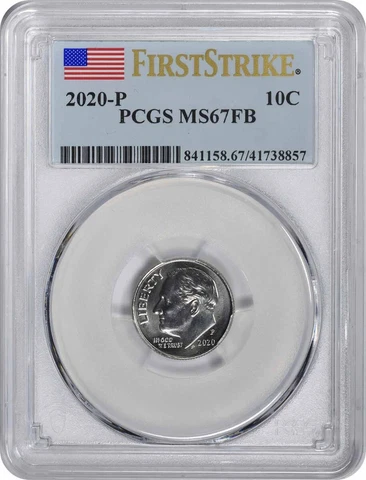 2020-P Roosevelt Dime MS67FB First Strike PCGS Cover