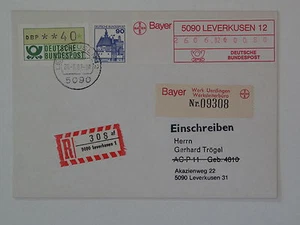 Bund, BRD ATM 1 R-Brief, Beleg  Barfreimachung Bayer Leverkusen 26.6.1982 - Picture 1 of 1