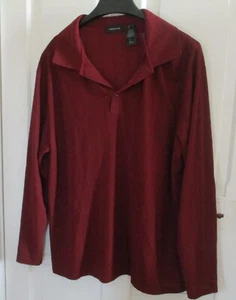 Liz Claiborne Herren Large Langarm Pullover Poloshirt weinrot - Bild 1 von 3
