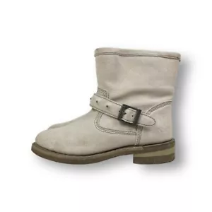 Womens CAT Caterpillar Pixie Biker Beige Grey Suede Leather Boots Size UK 5 - Picture 1 of 7