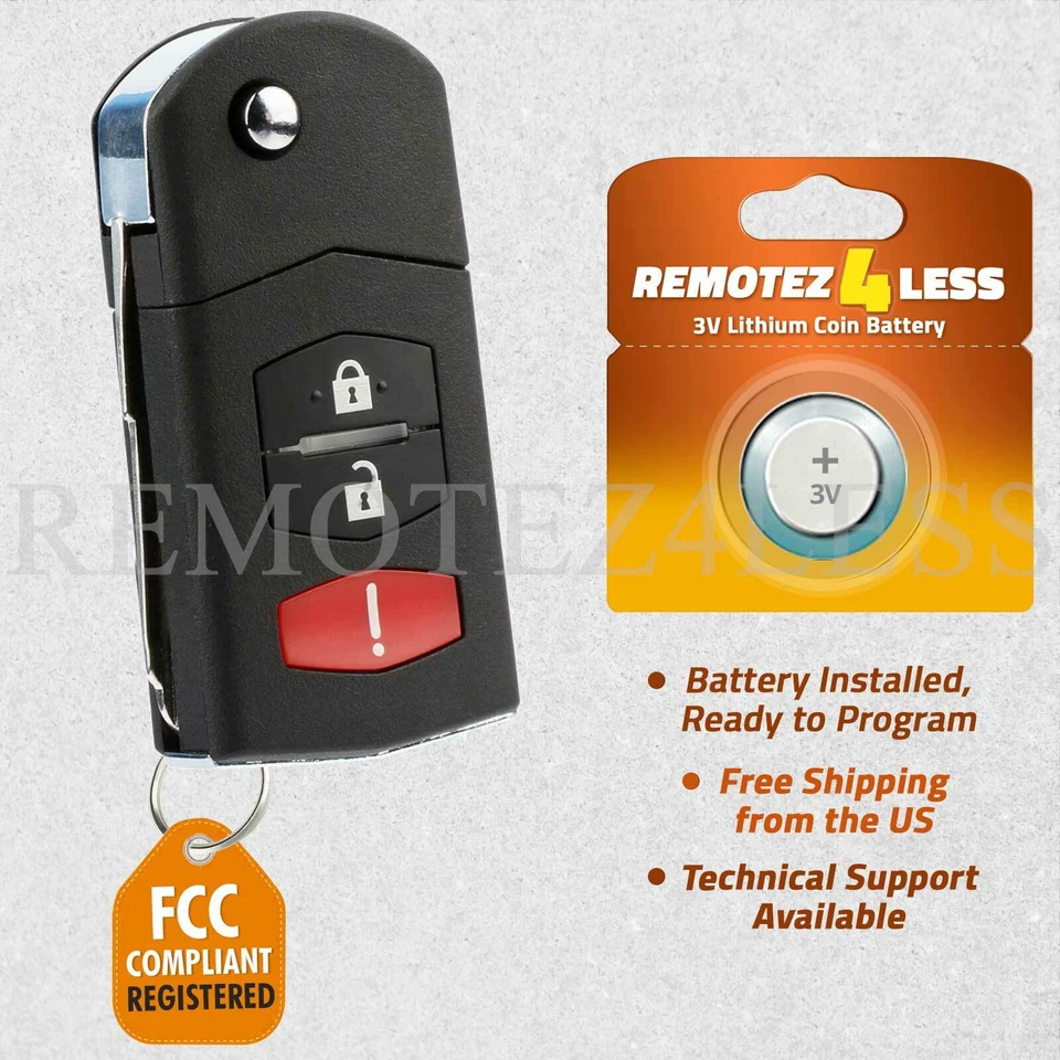 For 06 2007 2008 2009 2010 2011 2012 2013 2014 2015 Mazda 5 Flip Remote Key Fob - Image 1 of 1