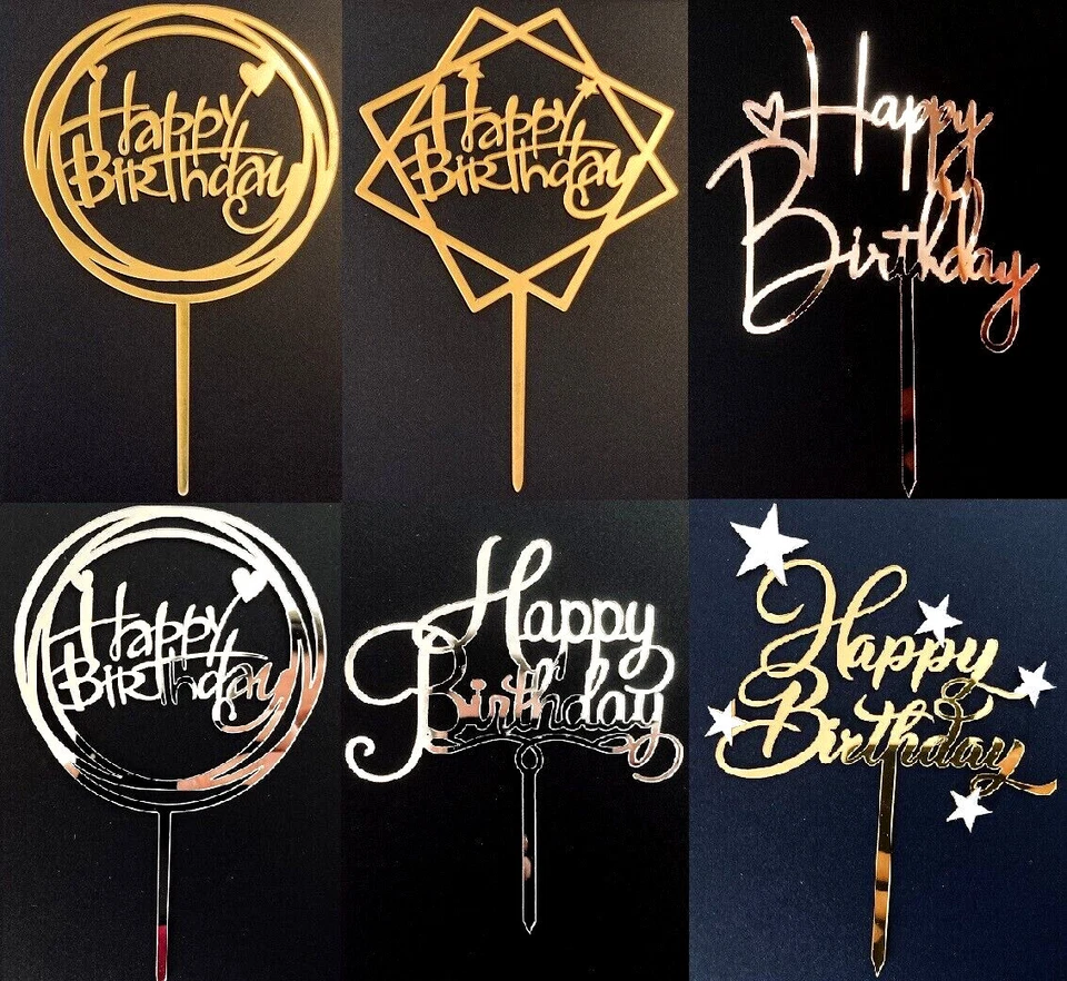 Kuchenstecker Cake Topper Happy Birthday Blumenstecker Geburtstagstorte Deko - Bild 1 von 1