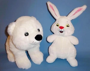 Plush White Rabbit- 12" White Polar Bear-10"-Kohls Cares SOFT EASTER GIFT LOT-2 - Picture 1 of 12