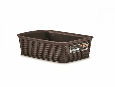 Aufbewahrungskorb Sortierbox Badezimmerkorb Kunststoff Korb Rattan Braun Schale - Bild 1 von 4