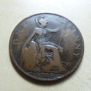 George V One Penny 1918 H Heaton Mint Good Grade (myrefn38B) - Picture 1 of 4