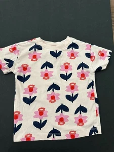 Hanna Andersson Girls' Short Sleeve T-Shirt Pink Flower, Size 4 - Picture 1 of 4