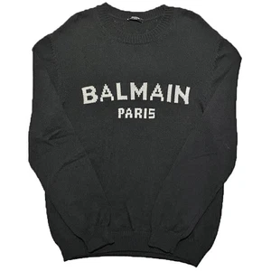 BALMAIN PARIS Wool Crew Neck Sweater XL Black Used - Picture 1 of 14
