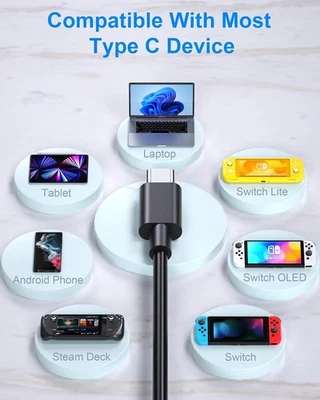 Nintendo Switch Charger 45W PD 3.0 Fast Charging Adapter USB-C Cable 1.8M – UK - Image 1 of 4