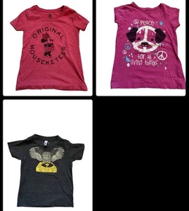 Disney & Various Brands Shirt Kids Lot Sz 4-7 Peace Puppy Mini Mouse Summer Gear - Picture 1 of 9