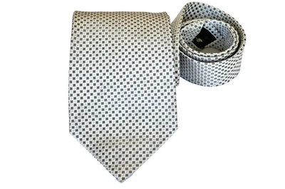 Gravata masculina ERMENEGILDO ZEGNA PRATA E CINZA/LARGURA GEOMÉTRICA: 3,75" COMPRIMENTO: 57" - Imagem 1 de 3