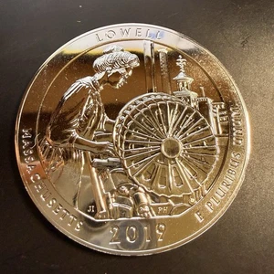 2019 ATB LOWELL NATIONAL HISTORIC PARK, MA, 5 oz Silver .9999 BU -VIN2 - Picture 1 of 2
