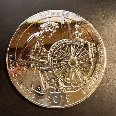 2019 ATB LOWELL NATIONAL HISTORIC PARK, MA, 5 oz Silver .9999 BU -VIN2 - Image 1 of 2