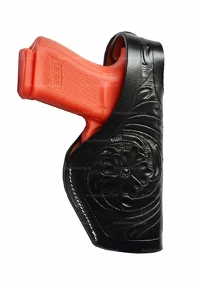 Glock Leather Holster Thumb Retention OWB SIG Taurus Ruger Springfield Floral - Image 1 of 4