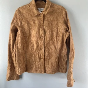Coldwater Creek Damen Jacke Large Western Gobelin braun strukturiert Boho Baumwolle - Bild 1 von 9