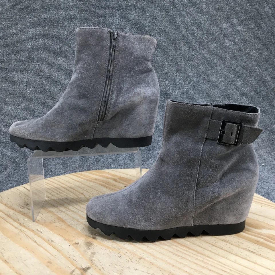 Botas Aerosoles Mujer 9.5 M Botín Confidencial Gris Cuero Informal Tacones de Cuña Foto 1 de 4