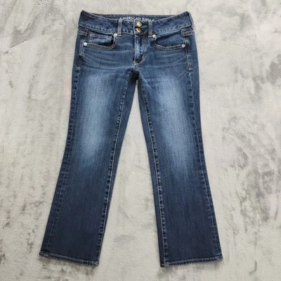 American Eagle Jeans Womens 4 Blue AEO Denim Low Rise Artist Crop Super Stretch - Image 1 of 4