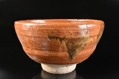 T86: Antiguo Seto-ware japonés esmalte marrón tazón de té herramienta de té verde ceremonia del té Foto 1 de 4